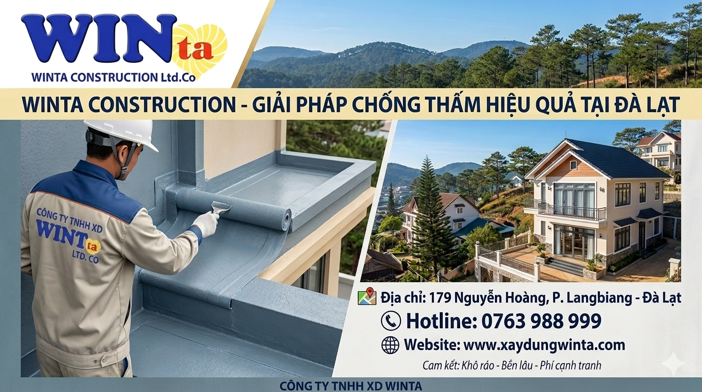 Dịch vụ chống thấm Đà Lạt của xây dựng winta