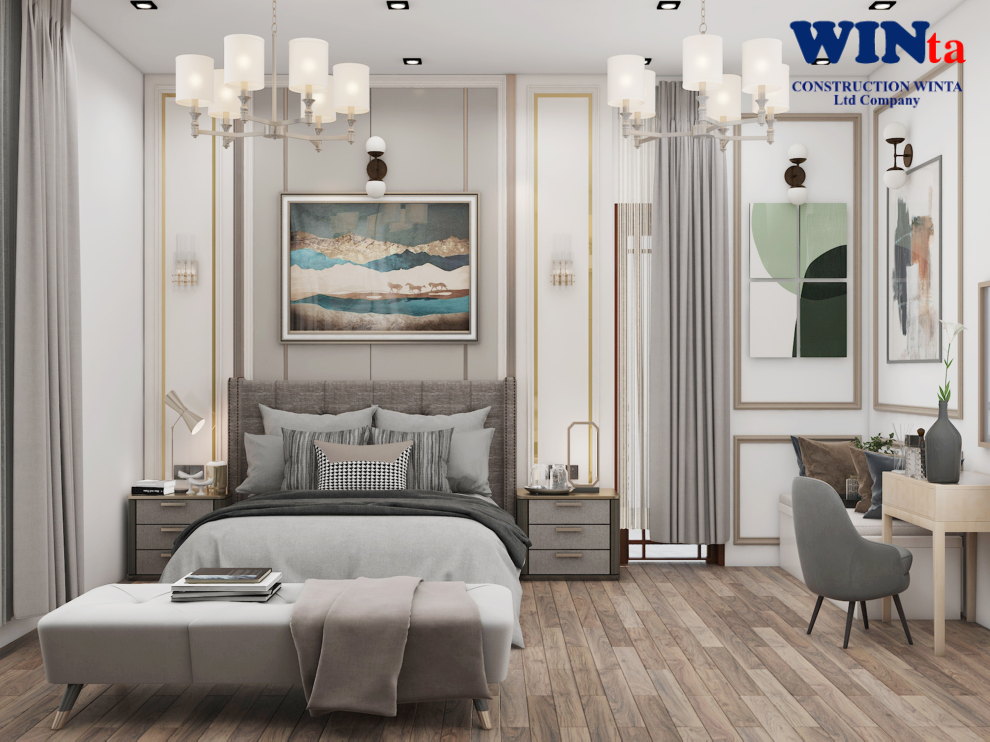 Bên trong thiết kế tinh tế căn nhà tân cổ điển do Xây dựng Winta thực hiện