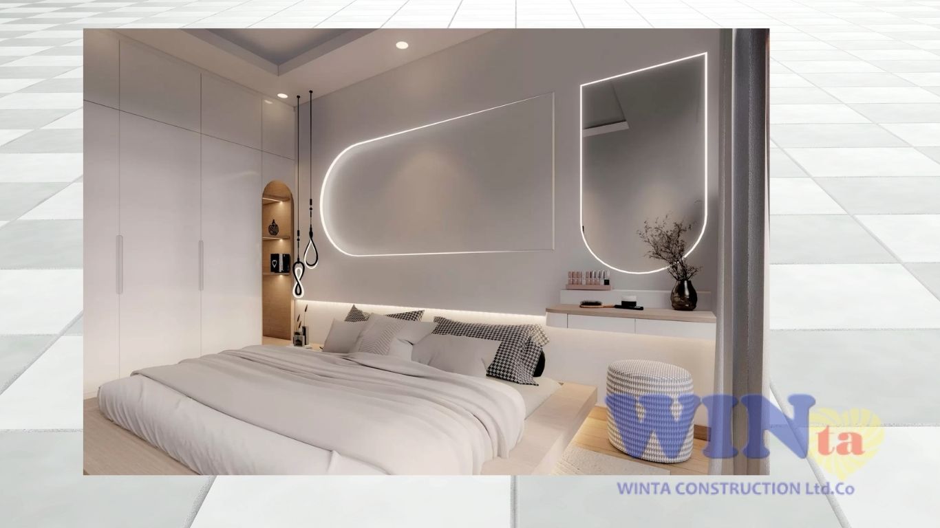 Bố trí giường ngủ hợp lý trong phòng ngủ đẹp hiện đại