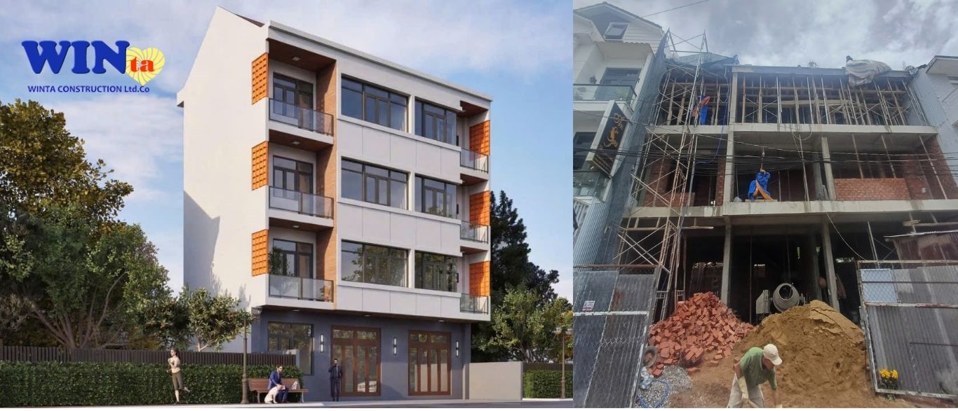 Công trình thực tế nhà phố phường 4 Đà Lạt do Xây dựng Winta thiết kế và thi công