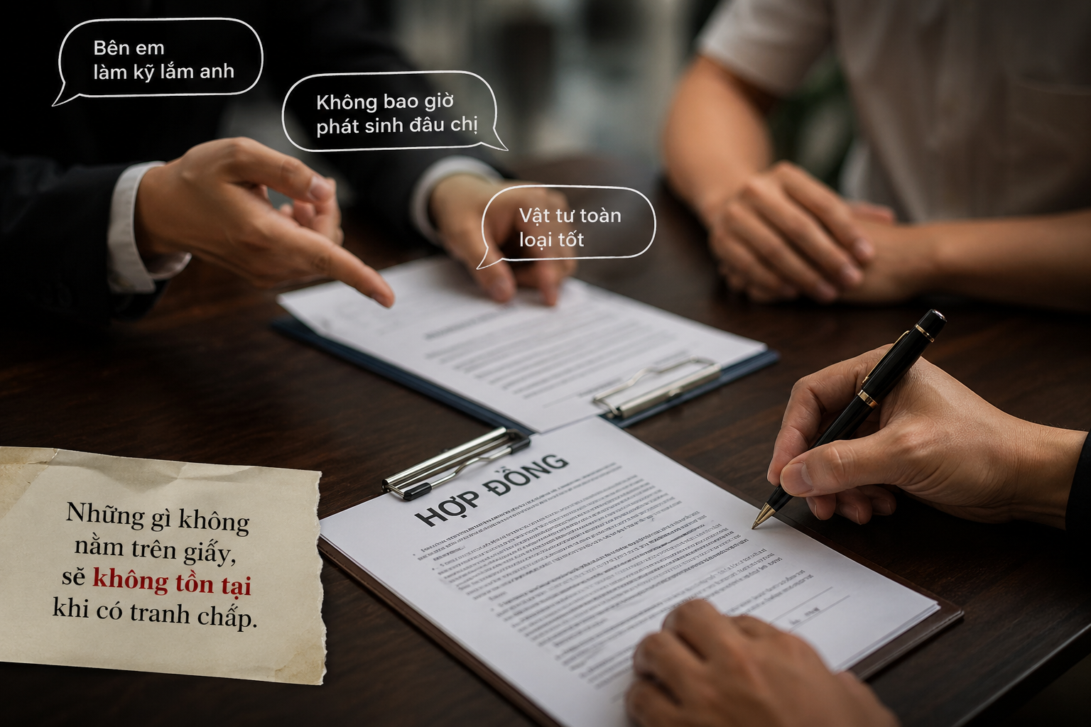 Sai lầm khi nhà thầu chỉ hứa miệng không đưa vào hợp đồng